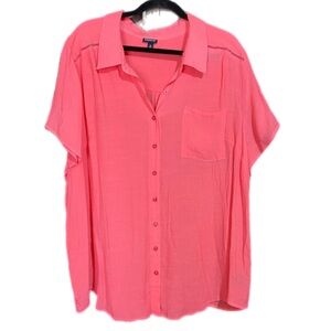 TORRID Coral Shirt Top Short Sleeve Lightweight Coastal Boho Casual Plus Size 5X